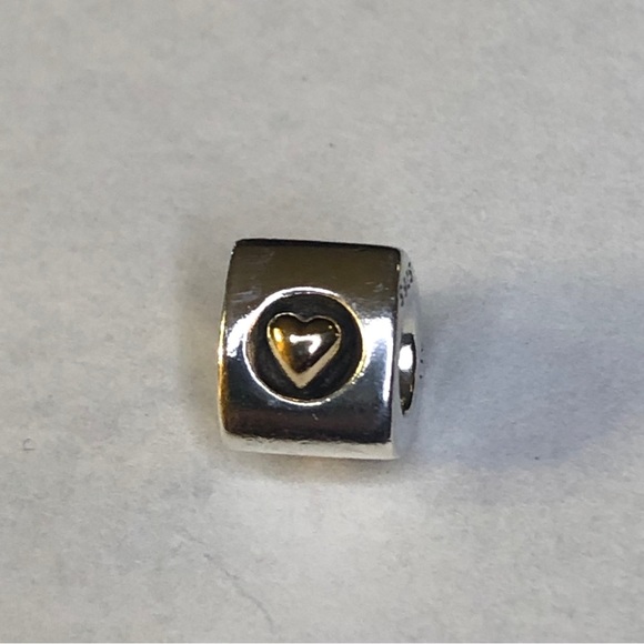 Retired Pandora 14k Heart of Gold Triangle Charm 925 Ale - Picture 2 of 7